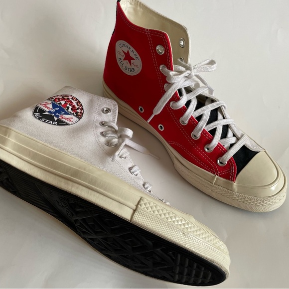 Converse Chuck 70 hi split logo play red white high top sneakers M 9.5 / W 11.5 - Picture 4 of 13